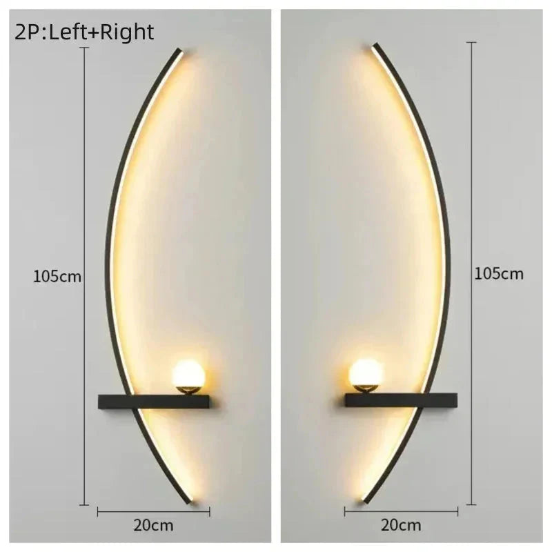 Modern LED Wall Lamp โ Minimalist Art Design for Bedroom, Living Room, and Bathroom, Gold/Black
