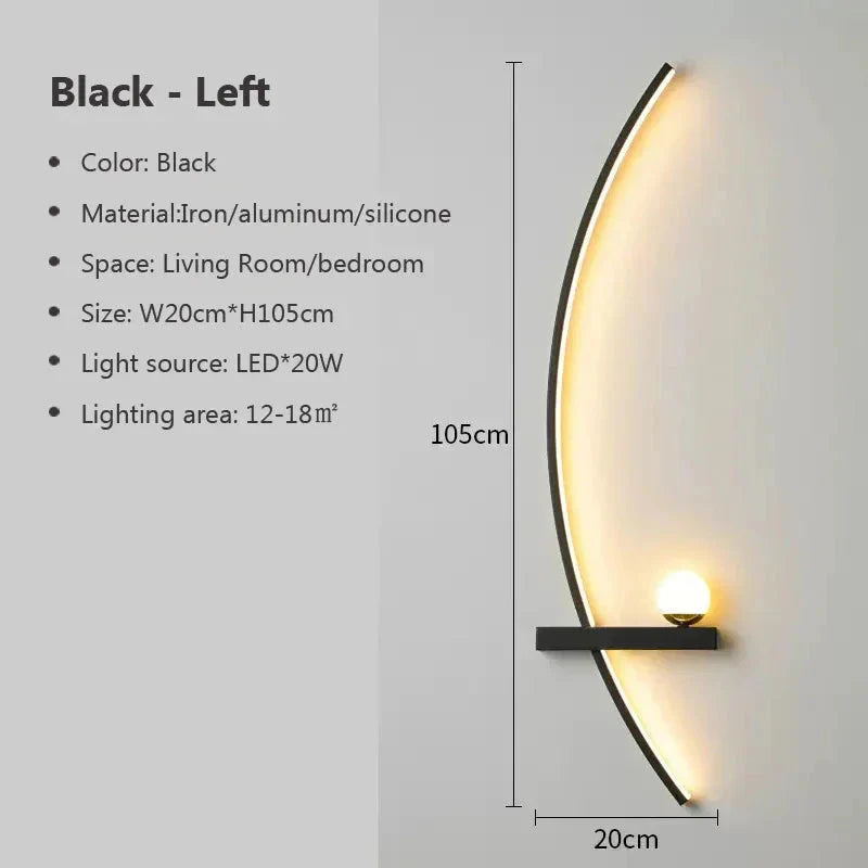 Modern LED Wall Lamp โ Minimalist Art Design for Bedroom, Living Room, and Bathroom, Gold/Black