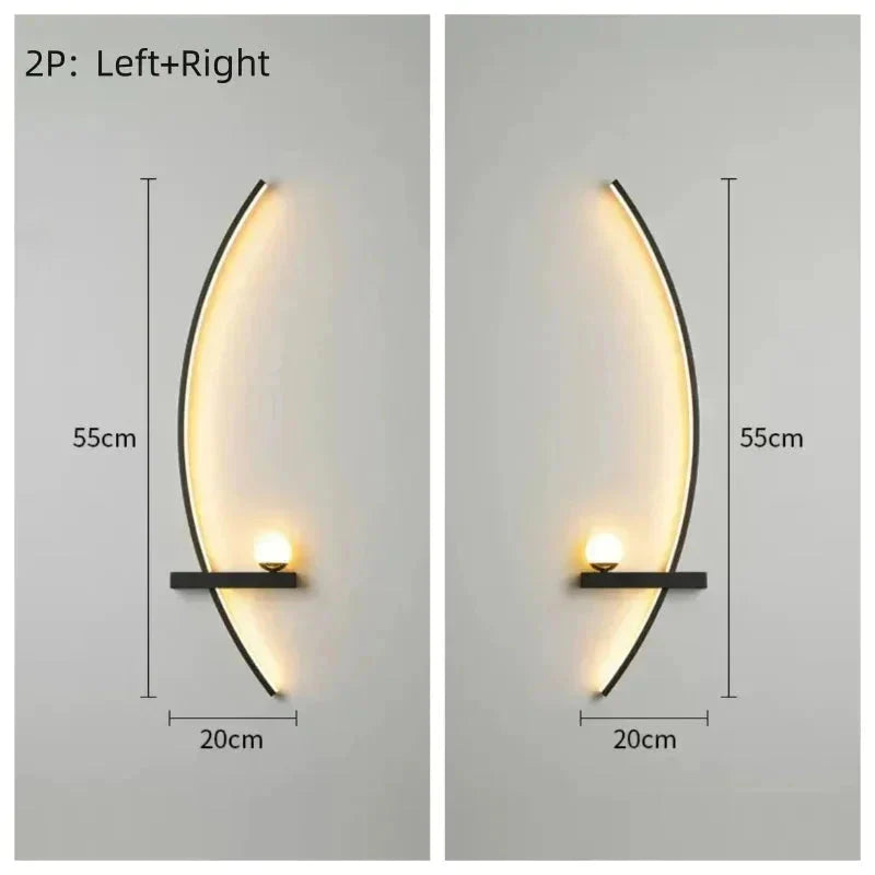 Modern LED Wall Lamp โ Minimalist Art Design for Bedroom, Living Room, and Bathroom, Gold/Black