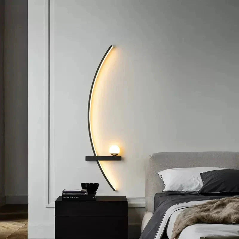 Modern LED Wall Lamp โ Minimalist Art Design for Bedroom, Living Room, and Bathroom, Gold/Black