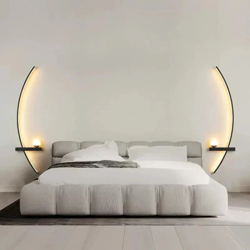 Modern LED Wall Lamp โ Minimalist Art Design for Bedroom, Living Room, and Bathroom, Gold/Black