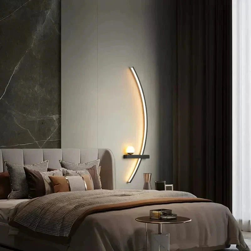 Modern LED Wall Lamp โ Minimalist Art Design for Bedroom, Living Room, and Bathroom, Gold/Black